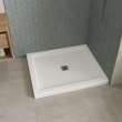 B3Square 4842 Acrylic Corner Right Shower Base in White with Anti-slip Bottom with Center Drain