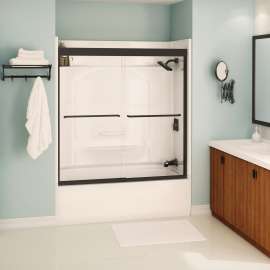 Aura 55-59 x 57 in. 6mm Bypass Tub Door for Alcove Installation with Clear glass in Matte Black