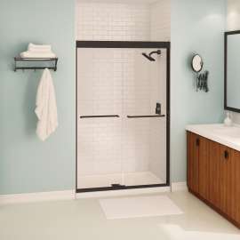Aura 43-47 x 71 in. 6 mm Bypass Shower Door for Alcove Installation with Clear glass in Matte Black