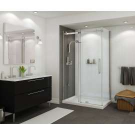 410003-502-001 - MAAX B3Round 48-in x 36-in Rectangular Acrylic Corner Left Shower Base with Center Drain