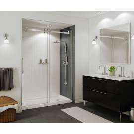 60in x 30in Rectangular Alcove Acrylic Shower Base with Left Hand Drain, in White