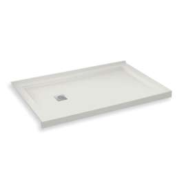 60in x 30in Rectangular Corner Left Acrylic Shower Base with Left Hand Drain, in White