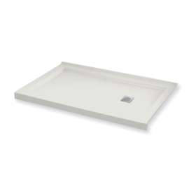 60in x 30in Rectangular Corner Right Acrylic Shower Base with Right Hand Drain, in White