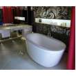 66in x 36in x 24in Oval Acrylic Freestanding Soaking Bathtub with Center Drain, in White