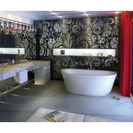 66in x 36in x 24in Oval Acrylic Freestanding Soaking Bathtub with Center Drain, in White