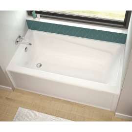 60in x 30in x 17in Rectangular Alcove Acrylic Soaking Bathtub with Right-Hand Drain, in White