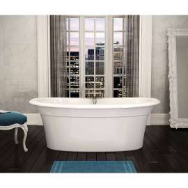 Ella Sleek 105744-000-001 66in x 36in x 24in Oval Acrylic Freestanding Soaking Bathtub with Center Drain, in White