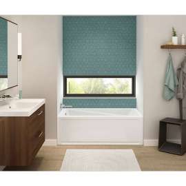 60in x 36in x 18in Rectangular Alcove Acrylic Soaking Bathtub with Right-Hand Drain, in White