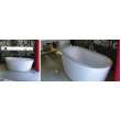 66in x 36in x 24in Oval Acrylic Freestanding Soaking Bathtub with Center Drain, in White