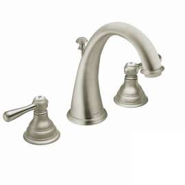 Kingsley T6125BN Double Handle Widespread Bathroom Faucet in Brushed Nickel