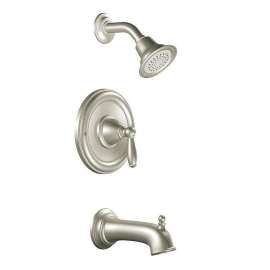 Brantford T2153BN Bath and Shower Faucet with Posi-Temp Pressure Balanced Trim in Brushed Nickel
