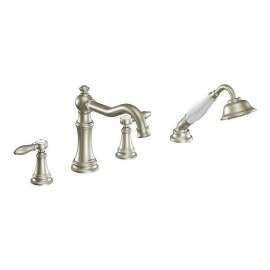 Weymouth TS21104BN Deck Mounted Tub Filler with Hand Shower in Brushed Nickel