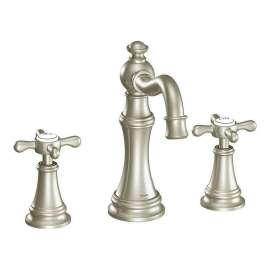 Double Handle Widespread Bathroom Faucet in Brushed Nickel