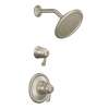 Double Handle Thermostatic Shower Trim with Rain Shower Head in Brushed Nickel