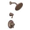 Double Handle Thermostatic Shower Trim with Rain Shower Head in Oil Rubbed Bronze