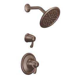 Double Handle Thermostatic Shower Trim with Rain Shower Head in Oil Rubbed Bronze
