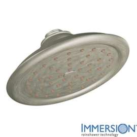 2.5 GPM Single Function Rain Shower Head with Immersion Technology in Brushed Nickel