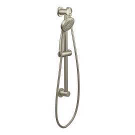 Single Function Hand Shower Package with Hose and Slide Bar in Brushed Nickel