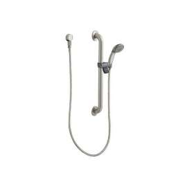 Single Function Hand Shower Package with Slide Bar, Hose and Wall Supply Included in Classic Brushed Nickel