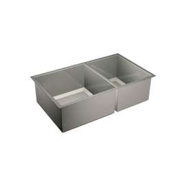 1600 Series 34-In X 20-In 16 Gauge Double Bowl Sink