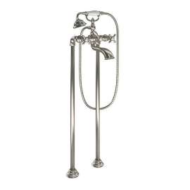 Wall Mounted, Free Standing Tub Filler with Hand Shower in Brushed Nickel