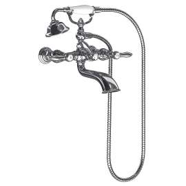 Wall Mounted Two-Handle Tub Filler Includes Hand Shower in Chrome