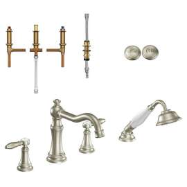 KRTWE-DH-TS21104BN Weymouth 9-1/8-Inch Roman Tub Faucet with Hand Shower in Brushed Nickel