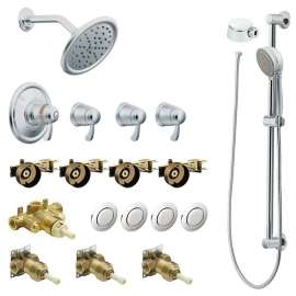 ExactTemp┬á KSPEX-HB-TS276CR 7-Inch Rainshower Vertical Spa Kit with Handheld Shower and Slide Bar in Chrome