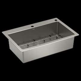 Prep GS181062B 33-in X 22-in 18 Gauge Single Bowl Dual Mount Sink