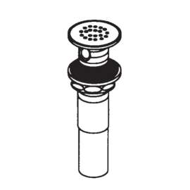 Commercial Moen Chrome 1 1/4" Grid Strainer Waste (3.75"L x 4.5"W x 3"H)