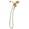 Magnetix Brushed gold six-function 6.7" diameter spray head standard with handshower, 216C3BG