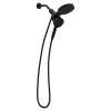 Magnetix Matte black six-function 6.7" diameter spray head standard with handshower, 216C3BL