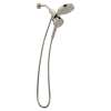 Magnetix Brushed nickel six-function 6.7" diameter spray head standard with handshower, 216C3BN