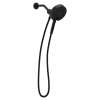 Magnetix Matte black six-function 6-1/2" diameter spray head standard with handshower, 216D3BL