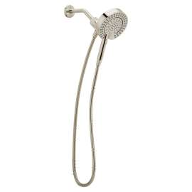Magnetix Polished nickel six-function 6-1/2" diameter spray head standard with handshower, 216D3NL