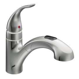 Chrome one-handle pullout kitchen faucet, 67315C