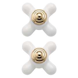 Monticello Porcelain/polished brass Replacement Handle Knob Insert, 97588
