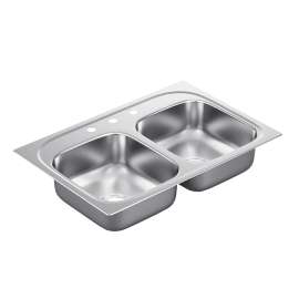 DISCONTINUED 2200 Series 33"x22" stainless steel 22 gauge double bowl drop in sink, G222163