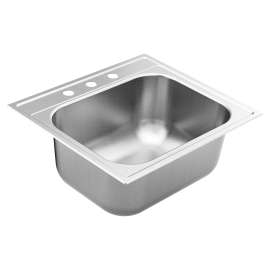 1800 Series 25" x 22" Stainless Steel 18 Gauge Single Bowl Drop In Sink, GS181953Q