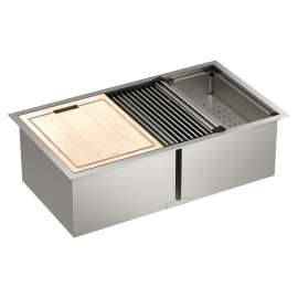 Luxe Chef 33" Workstation Undermount Double Bowl Sink With Accessories