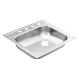 2000 Series 25"x22" 20 Gauge Single Bowl Drop In Sink, GS201974RQ