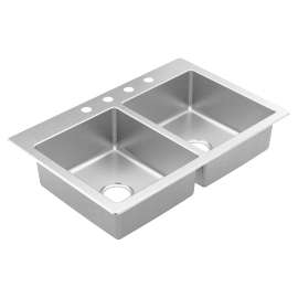 Prep 33" Stainless Steel  Drop-in Double Bowl Sink