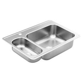 2000 Series 33"x22" stainless steel 20 gauge double bowl drop in sink, GS202861Q