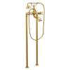 Weymouth Brushed gold two-handle tub filler includes hand shower
