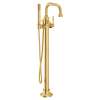 Colinet Brushed gold one-handle tub filler includes hand shower