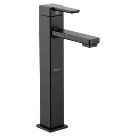 90 Degree Matte black one-handle high arc vessel bathroom faucet