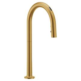 Apphia Brushed gold one-handle high arc pulldown kitchen faucet, S70909EV2BG