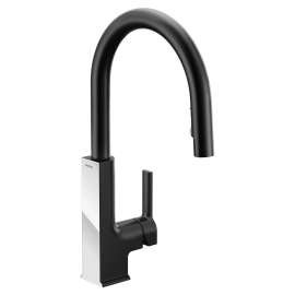 STO Matte Black/Chrome One-Handle High Arc Pulldown Kitchen Faucet, S72308BLC