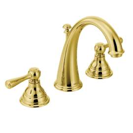 Kingsley Polished brass Two-Handle High Arc Bathroom Faucet