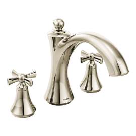 Wynford Polished nickel Two-Handle Non-Diverter Roman Tub Faucet, T657NL